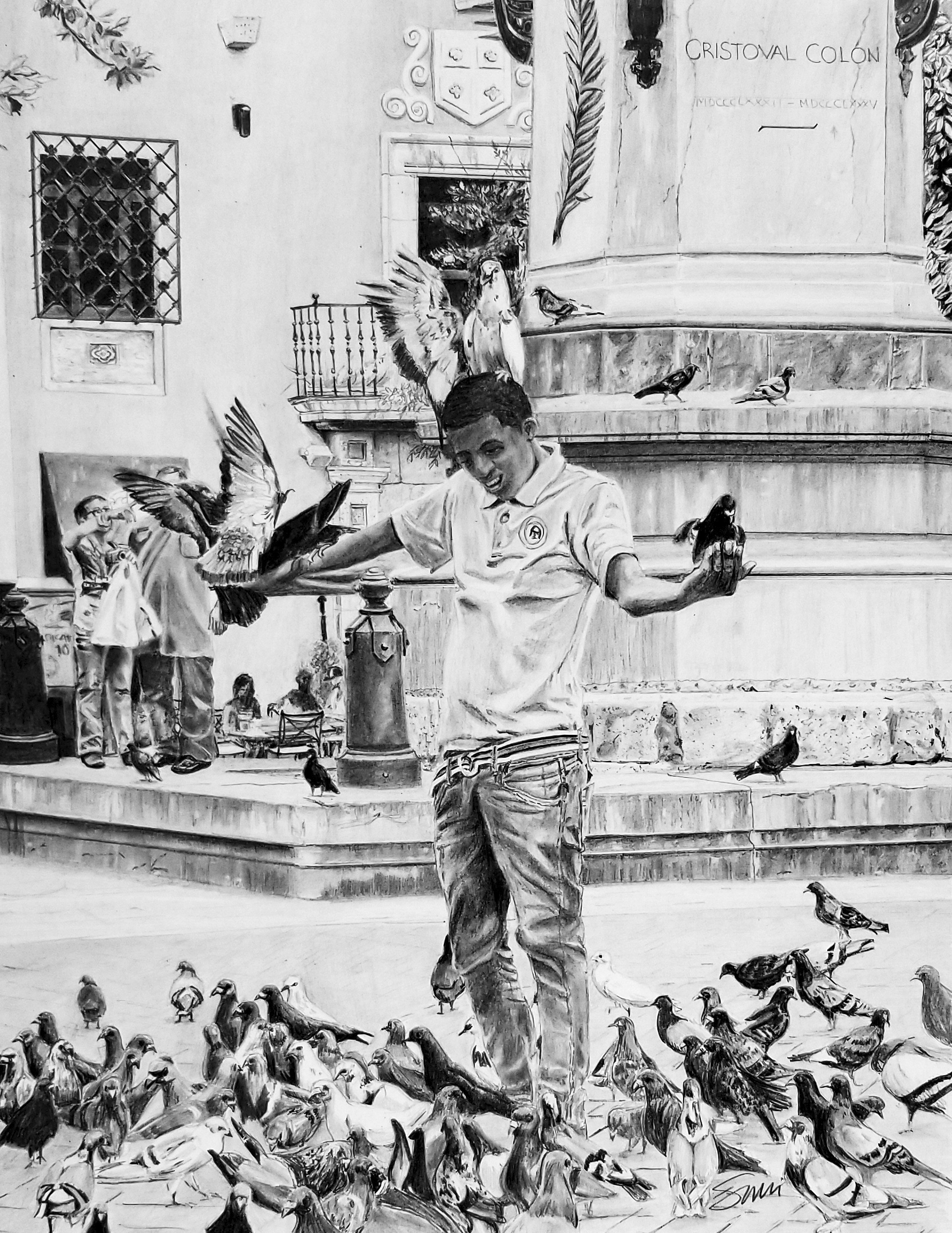 Oeuvre "Garçon aux pigeons"